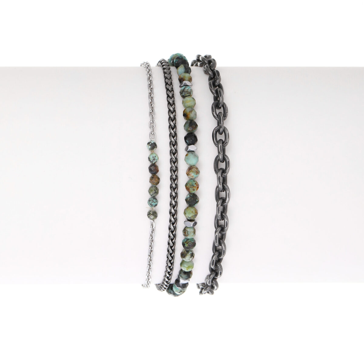 STACKED GREEN STONE BRACELET